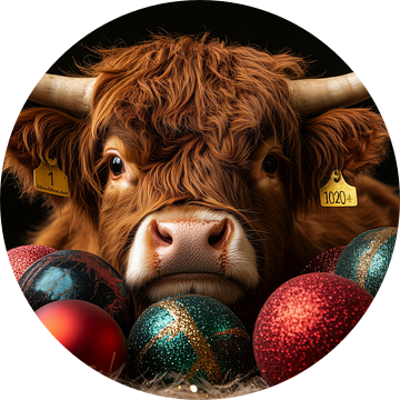 Feestelijke Hooglandkoe - Kerstsfeer in Kleurrijke Glans - Schotse Hooglander - Kerst