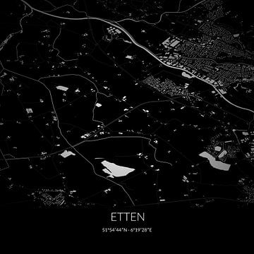 Schwarz-weiße Karte von Etten, Gelderland. von Rezona