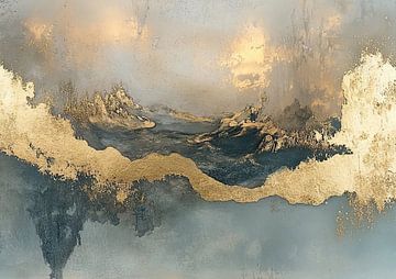 Blauwe Abstractie met Goud