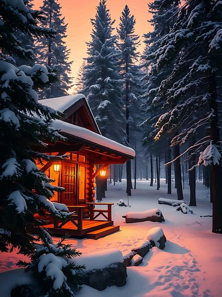 Gemütliche Hütten-Winter-Szene von rendy okta