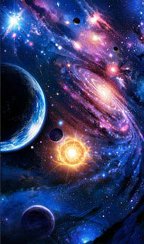 Lebendiger Nebel im Weltraum und Spiralgalaxie
