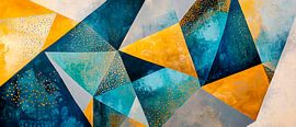 Geometric blaze of colour in blue and gold by Poster Art Shop