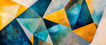 Geometric blaze of colour in blue and gold by Poster Art Shop