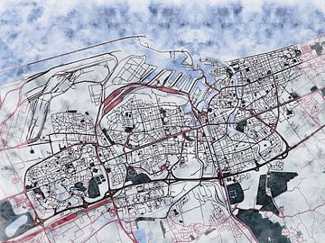 Kaart van Dunkirk in de stijl 'White Winter' van Maporia