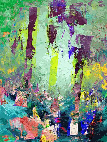 Modern, Abstract Digitaal Kunstwerk in Diverse Kleuren