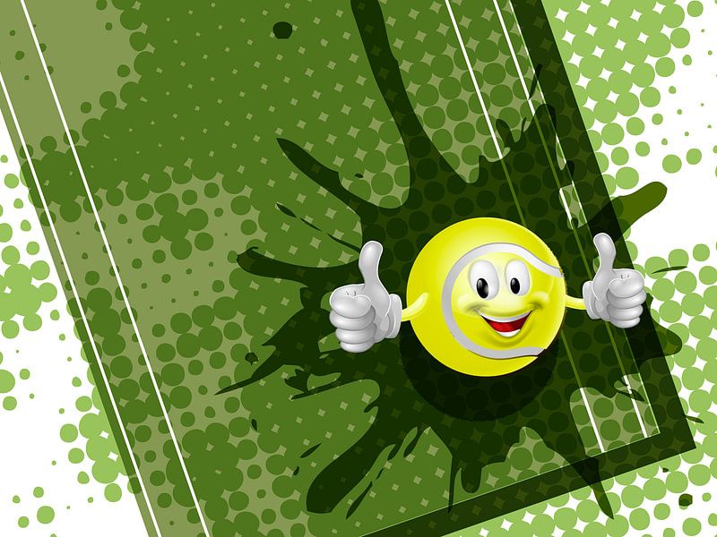 Tennisball auf grünem Tennis-Hintergrund von Henny Hagenaars