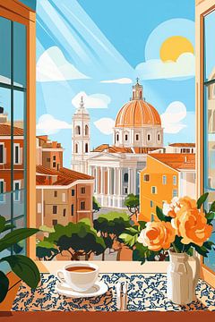 Italiaans uitzicht met Espresso van Studio BB