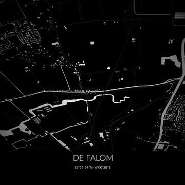 Zwart-witte landkaart van De Falom, Fryslan. van Rezona
