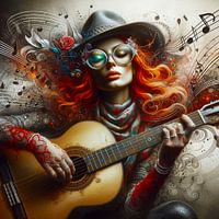 femme joue de la guitare