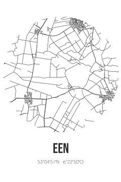 Een (Drenthe) | Carte | Noir et blanc sur Rezona