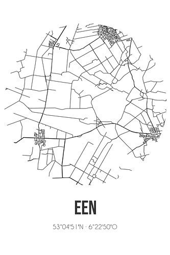 Een (Drenthe) | Karte | Schwarz und weiß