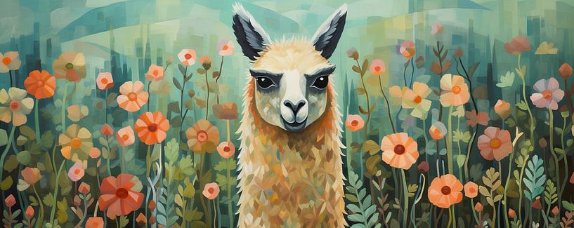 Floral Lama by Wonderful Art