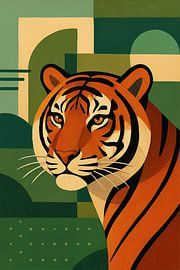 Illustration géométrique d'un tigre. sur Galerie Hoppenbrouwers