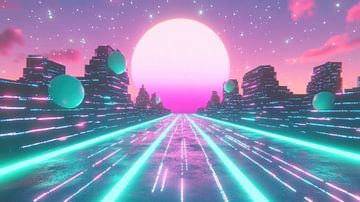 Vaporwave highway by Franka Poulain