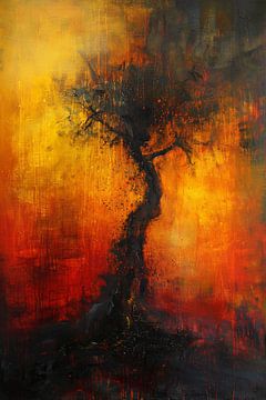 Abstracte Boom omgeven door Vurige Kleuren van Art & Soul Creations
