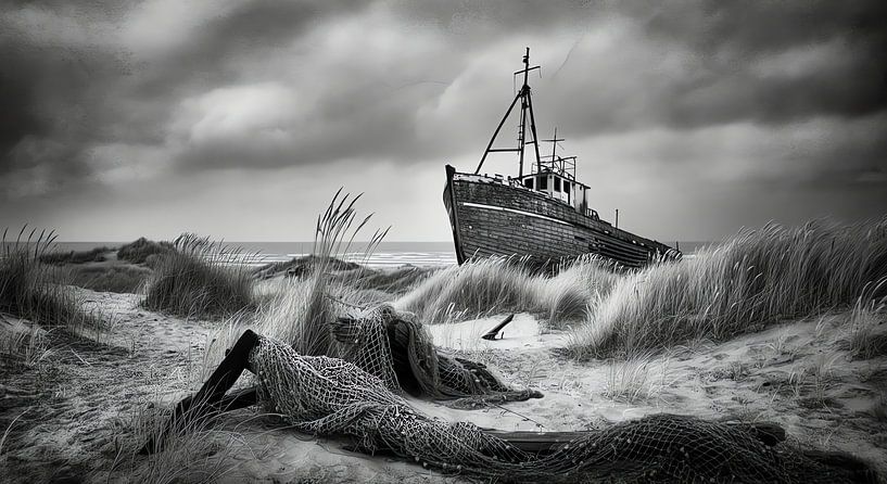 Fishing boat in the dunes by Nick Wendt