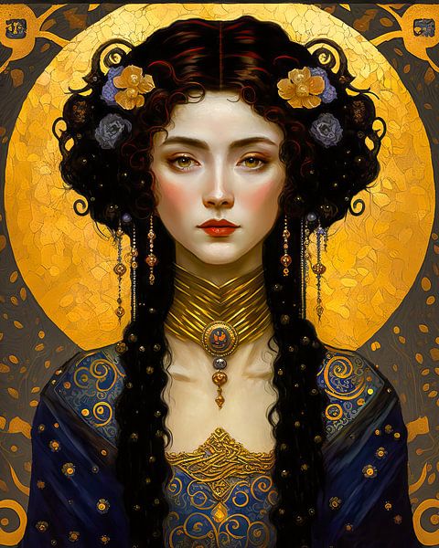 Portrait of a young woman in art nouveau style by Peet de Rouw