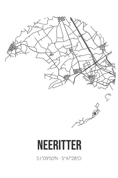 Neeritter (Limburg) | Map | Black and white by Prints of Place