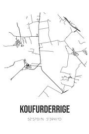 Koufurderrige (Fryslan) | Carte | Noir et blanc sur Affiches de lieux