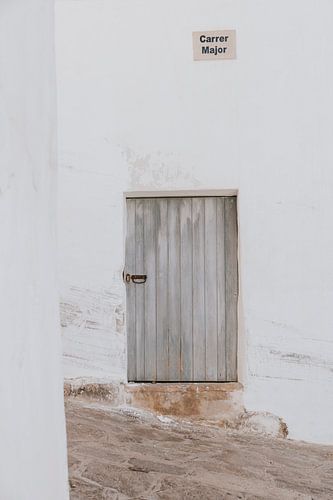 Blue door in Ibiza town, Old Town. Carrer Major