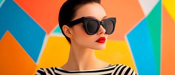 Modern lady in front of a colourful background by Poster Art Shop