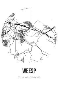 Weesp (Noord-Holland) | Carte | Noir et blanc sur Rezona