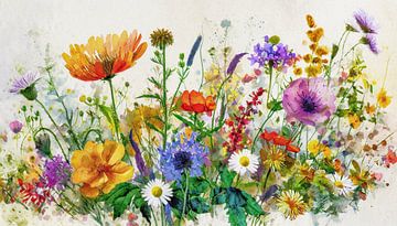 Sommer! Feldblumen im Gras von Pieternel Fotografie en Digitale kunst