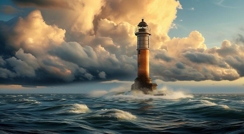 Zonsondergang bij de vuurtoren van fernlichtsicht