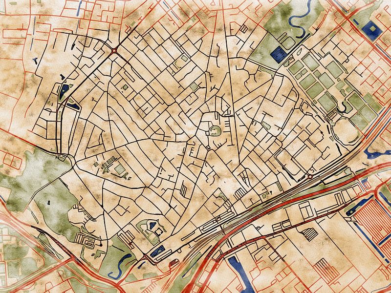 Map of Beverwijk with the style 'Serene Summer' by Maporia