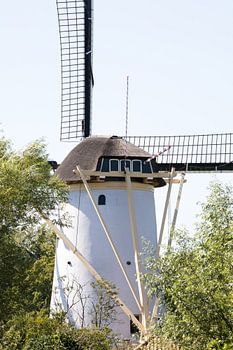 Kleine hollandse polder molen in Nederland tijdens de zomer.