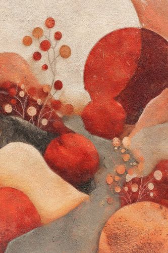 Autumn landscape in shades of red