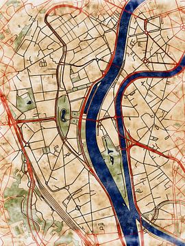 Kaart van Luik centrum in de stijl 'Serene Summer' van Maporia