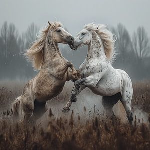 Moldy Playfulness - Deux chevaux cabrés sur Karina Brouwer
