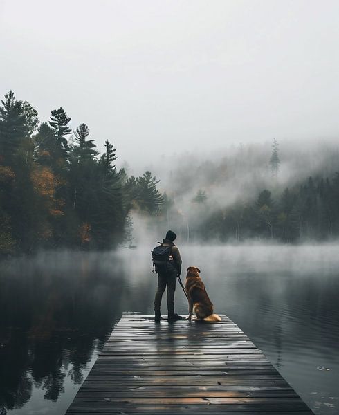 Herbstnebel am See von fernlichtsicht