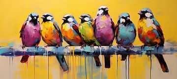 Art de l'oiseau coloré sur Blikvanger Schilderijen