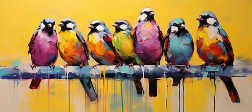Bunte Vogelkunst von Blickfänger Gemälde