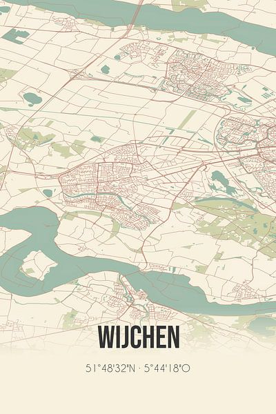 Vintage map of Wijchen (Gelderland) by Prints of Place