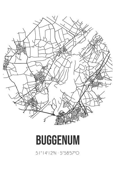 Buggenum (Limburg) | Map | Black and white by Prints of Place