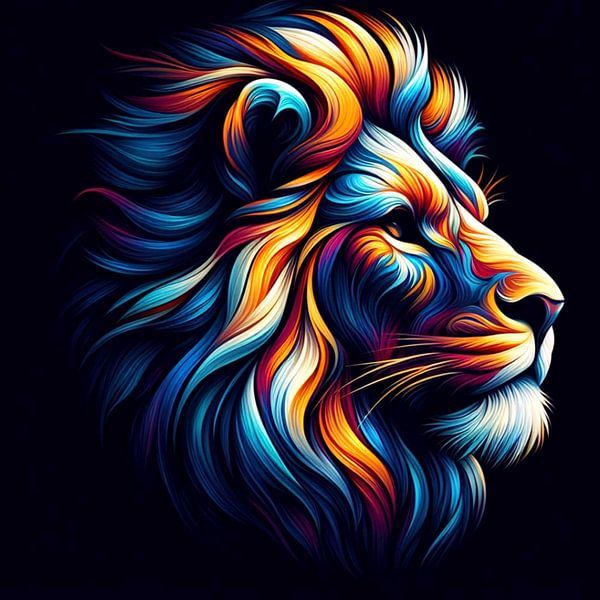 Lions head abstract 2 by Yvonne van Huizen