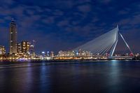 Rotterdam Skylineview Erasmus Bridge in the evening