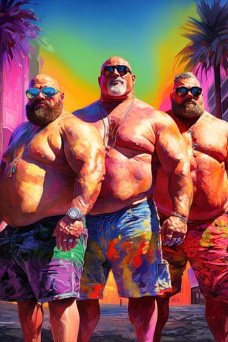 Sterke mannen op het strand