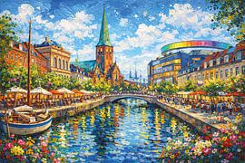 Aarhus in Dänemark, ein impressionistisches Gemälde. von Galerie Hoppenbrouwers