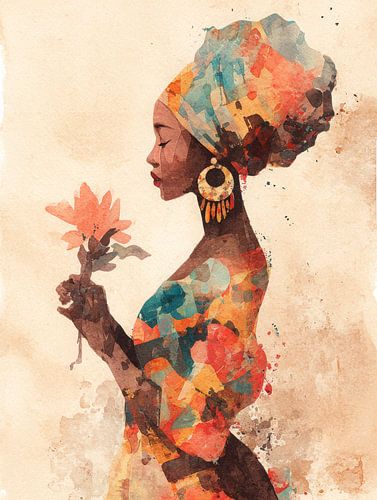 Le silence en couleur - Portrait à l'aquarelle d'une grâce africaine