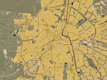 Kaart van centrum van Apeldoorn in de stijl van Gustav Klimt van Maporia