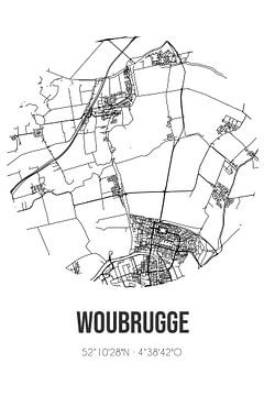Woubrugge (Südholland) | Karte | Schwarz und Weiß von Rezona