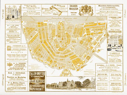 Kaarten van Amsterdam 1883 Goud
