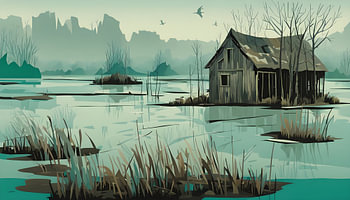 Lonely lake in winter