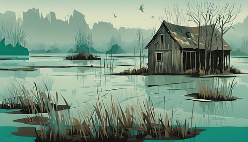 Lonely lake in winter