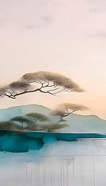 ZEN Art Triptychon (1): Japanische Berglandschaft