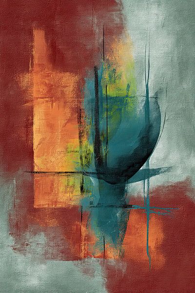 Red orange powerful abstract painting by Joriali Abstract